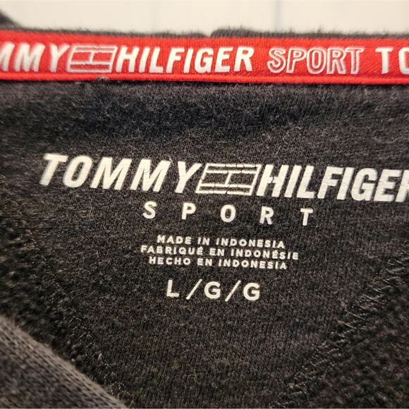 Vintage Tommy Hilfiger Black Hoodie Sweatshirt Pullover Casual Wear Women's Sz L - Picture 6 of 7